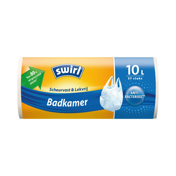 Bin bag (10L) with handle | Swirl Antibacterial Bathroom | 37-pack SSW00076 - 1