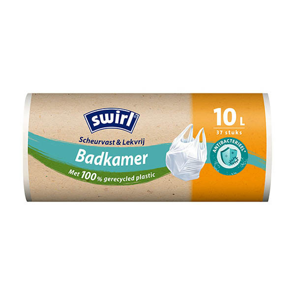 Bin bag (10L) with handle | Swirl Antibacterial Bathroom | 37-pack SSW00076 - 1