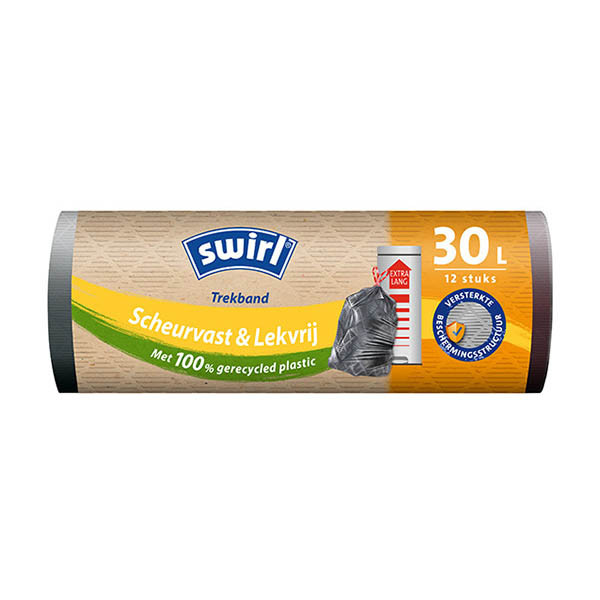 Bin bag (30L) with drawstring | Swirl | 12-pack SSW00543 - 1