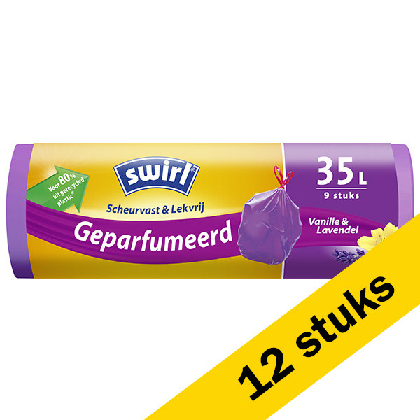 Bin bag (35L) with drawstring | Swirl Vanilla & Lavender | 9-pack x10 SSW00101 - 1