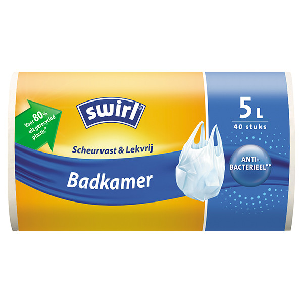 Bin bag (5L) with handle | Swirl Antibacterial Bathroom | 40-pack SSW00108 - 1