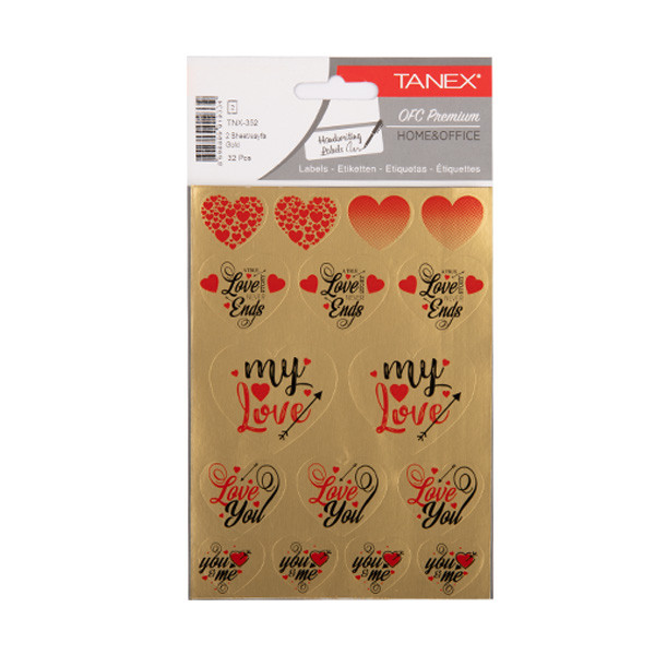Tanex Love Series gold hearts stickers (2 x 16-pack) TNX-352 404140 - 1