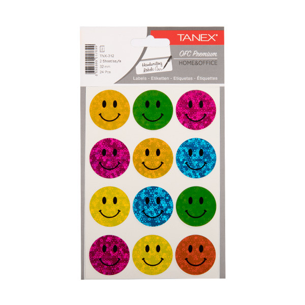 Tanex Smiling Face large assorted holographic stickers (2 x 20-pack) TNX-312 404126 - 1