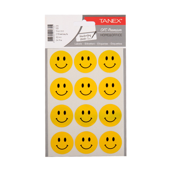 Tanex Smiling Face large yellow stickers (2 x 12-pack) TNX-313 404127 - 1