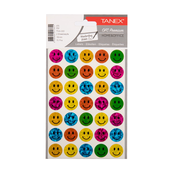 Tanex Smiling Face small assorted holographic stickers (2 x 35-pack) TNX-322 404129 - 1