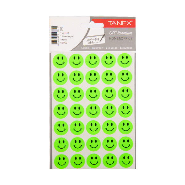 Tanex Smiling Face small neon green stickers (2 x 35-pack) TNX-325 404131 - 1