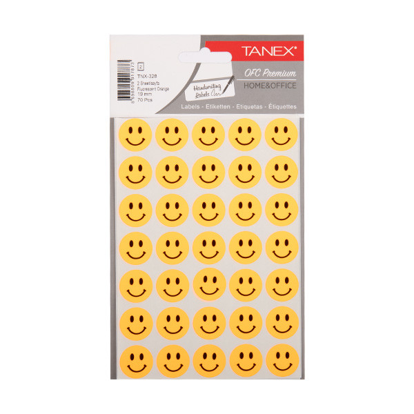 Tanex Smiling Face small neon orange stickers (2 x 35-pack) TNX-328 404134 - 1