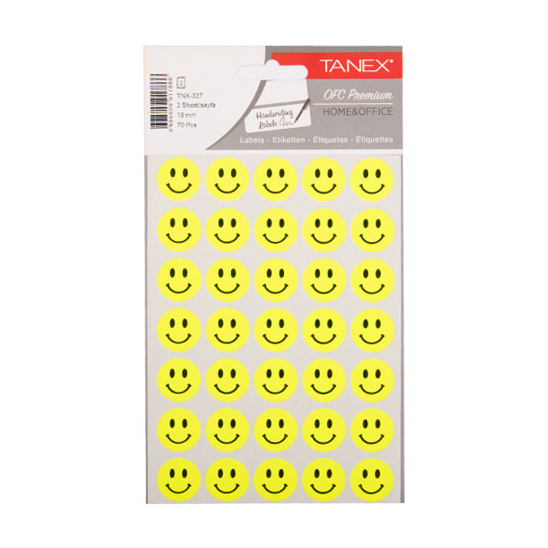 Tanex Smiling Face small neon yellow stickers (2 x 35-pack) TNX-327 404133 - 1