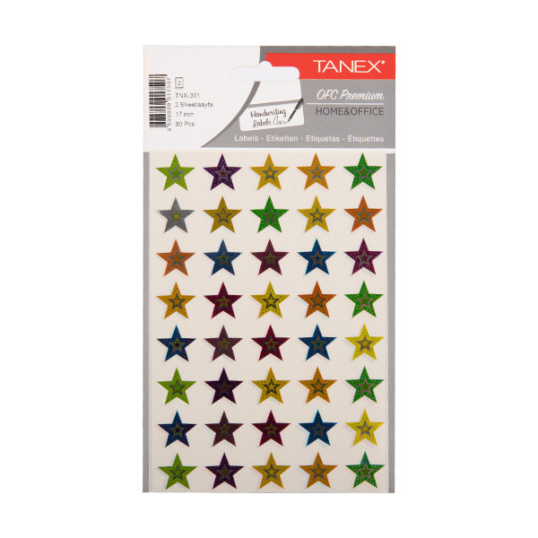 Tanex Stars assorted holographic stickers (2 x 40-pack) TNX-301 404122 - 1