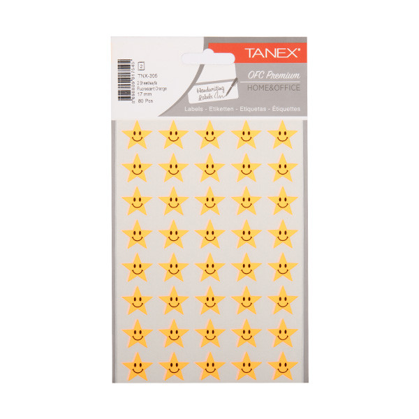 Tanex Stars neon orange stickers (2 x 40-pack) TNX-305 404125 - 1