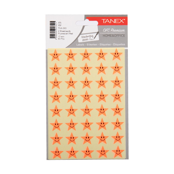 Tanex Stars neon red stickers (2 x 40-pack) TNX-303 404123 - 1
