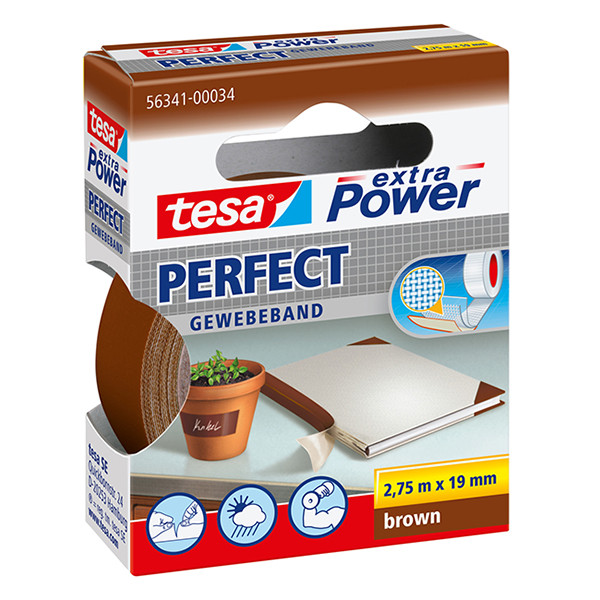 Cloth tape 19mm x 2.75m (brown) | Tesa Extra Power 202374 - 1