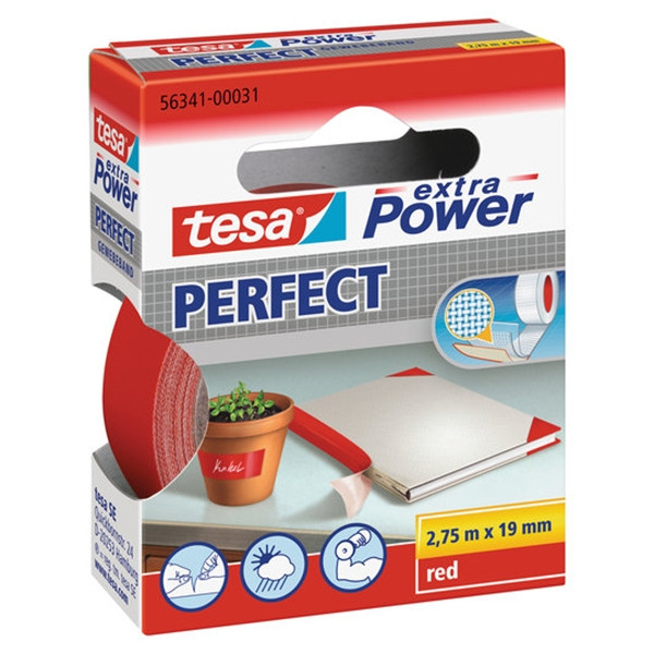 Cloth tape 19mm x 2.75m (red) | Tesa Extra Power 202276 - 1