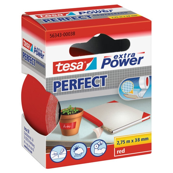Cloth tape 38mm x 2.75m (red) | Tesa Extra Power 202283 - 1