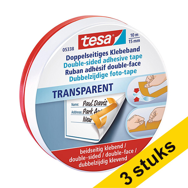 Double-sided tape 15mm x 10m | Tesa 5338 | 3-pack 202397 - 1
