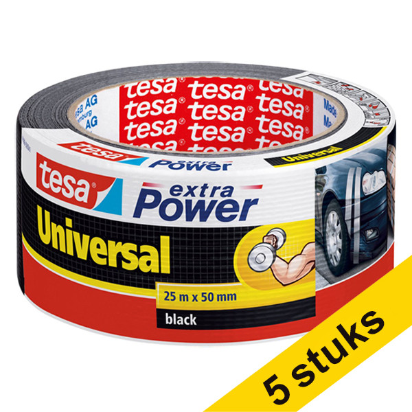 Duct tape 50mm x 25m | Tesa Extra Power Universal | black | 5-pack 202401 - 1
