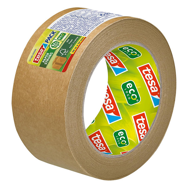 Tesa Eco Strong Adhesive brown paper packing tape, 50mm x 50m (1 roll) 57180-00000-04 202373 - 2