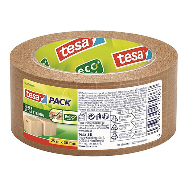 Tesa Eco Ultra Strong brown paper packaging tape, 50mm x 25m 56000-00000-00 203382 - 1