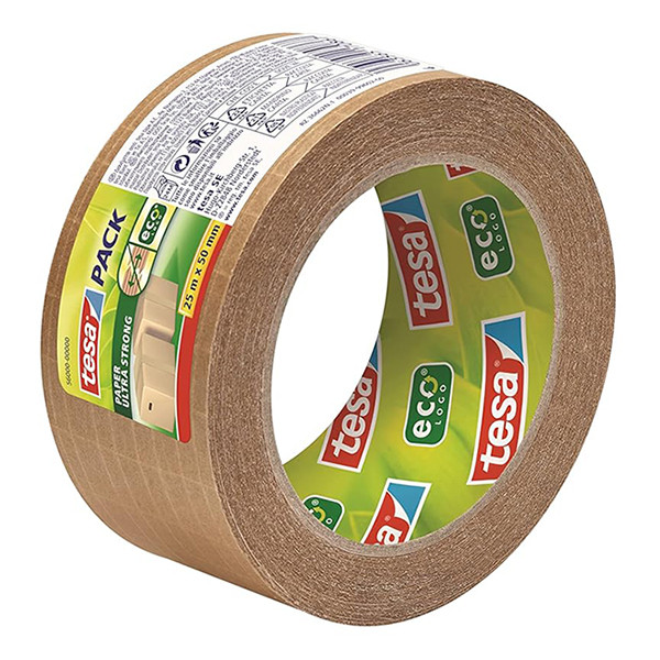 Tesa Eco Ultra Strong brown paper packaging tape, 50mm x 25m 56000-00000-00 203382 - 3