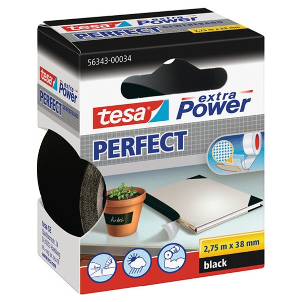 Tesa Extra Power Perfect black cloth tape, 38mm x 2.75m 56343-00034-03 202279 - 1