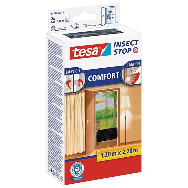 Tesa Insect Stop Comfort black door fly screen, 65cm x 220cm (2-pack) 55389-00021-00 STE00017 - 1