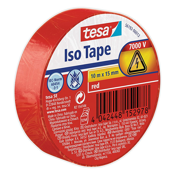 Insulation tape 15mm x 10m (red) | Tesa 203391 - 1