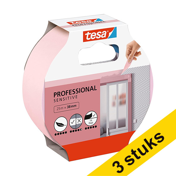 Masking tape (38mm x 25m) | Tesa Professional Sensitive | 3-pack 202407 - 1