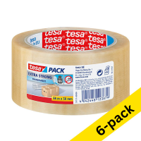 Tesa Pack Extra Strong transparent packaging tape, 50mm x 66m | 6-pack 203402