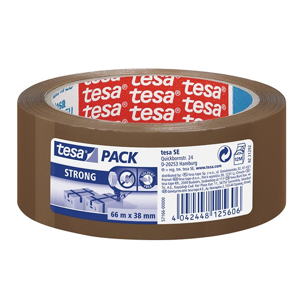 Tesa Pack Strong brown packaging tape, 38mm x 66m (3-pack) 57166-00000-05-3 202363 - 1