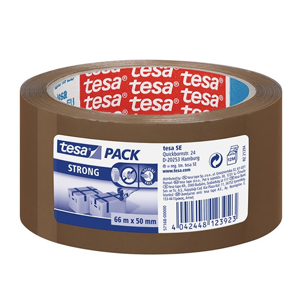 Tesa Pack Strong brown packaging tape, 50mm x 66m (3-pack) 57168-00000-05-3 202364 - 1