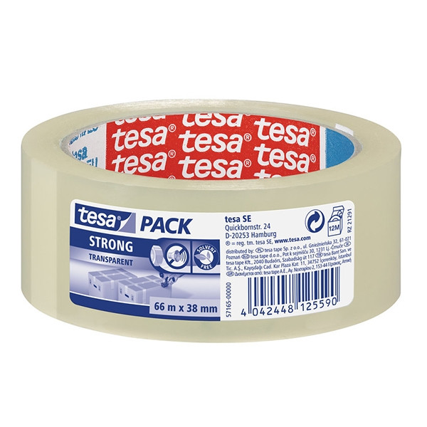 Tesa Pack Strong transparent packing tape, 38mm x 66m (3-pack)  202361 - 1