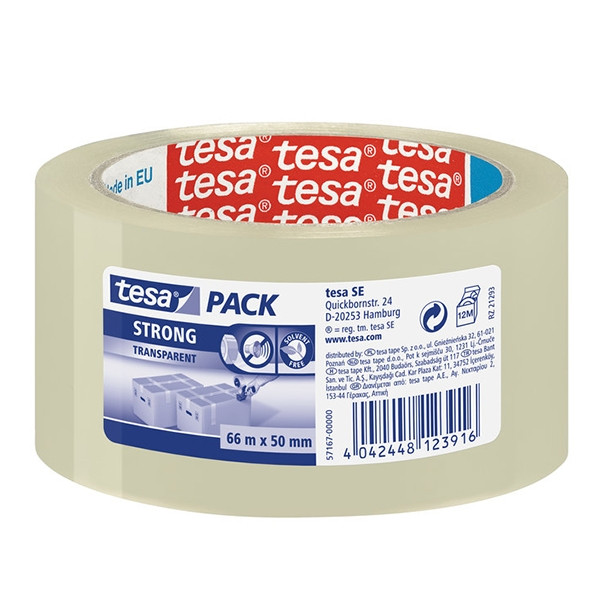 Tesa Pack Strong transparent packing tape, 50mm x 66m (1 roll) 57167-00000-05 202330 - 1