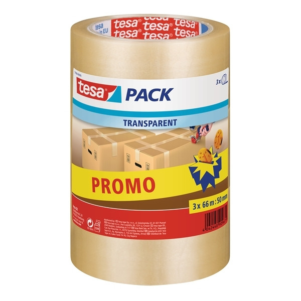 Packing tape 50mm x 66m (transparent) | Tesa | 3-pack 202332 - 1