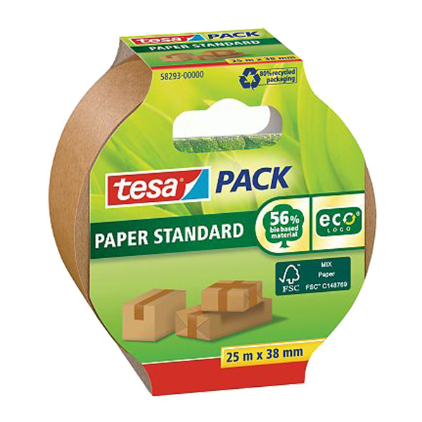 Tesa Paper Standard brown packing tape, 38mm x 25m (1 roll) 58293-00000-01 203302 - 1