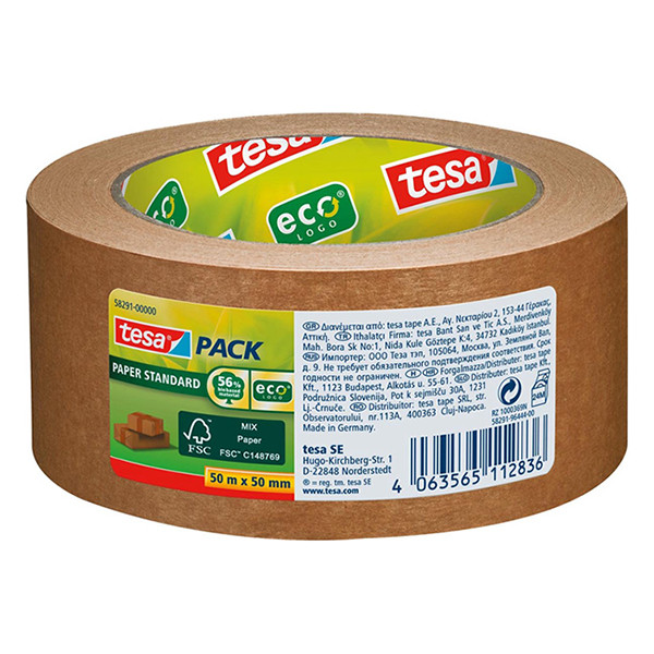 Tesa Paper Standard brown packing tape, 50mm x 50m (1 roll) 58291-00000-00 203301 - 1