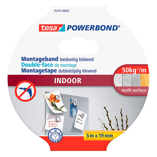 Tesa Powerbond Indoor double-sided mounting tape, 19mm x 5m 55741-00001-03 203355 - 2