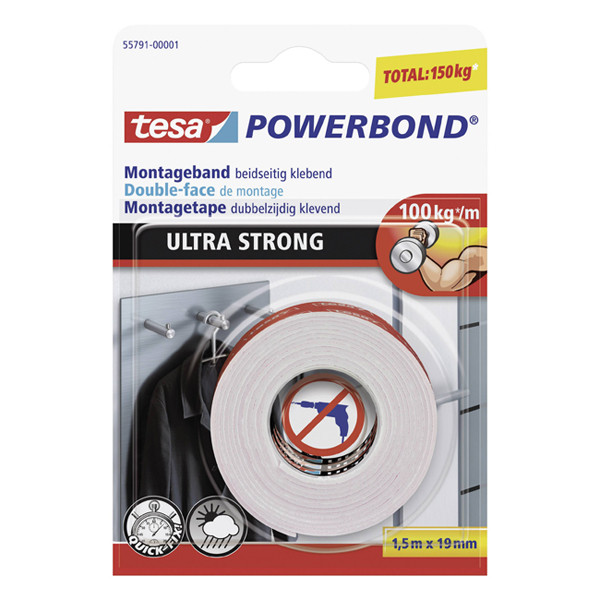 Tesa Powerbond Ultra Strong double-sided mounting tape, 19mm x 1.5m 55791 202383 - 1