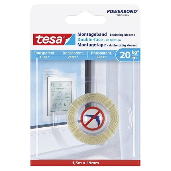 Tesa Powerbond transparent mounting tape, 19mm x 1.5m 77740-00000-00 202316 - 1