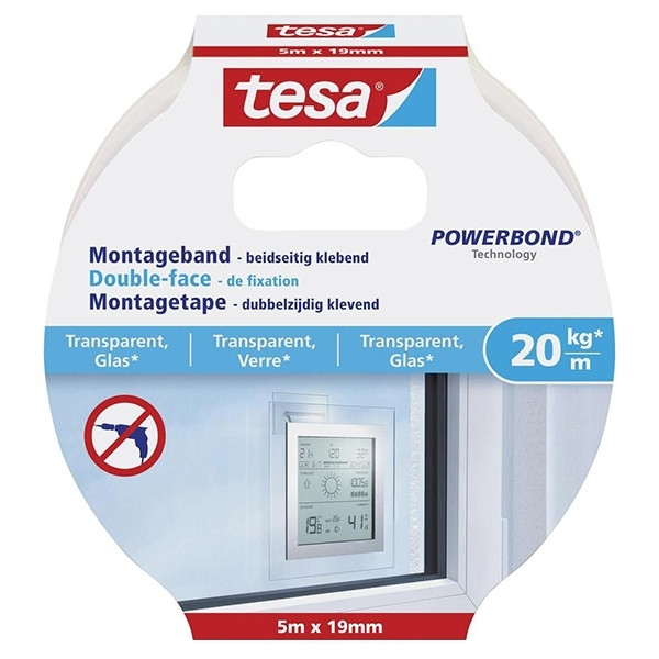 Tesa Powerbond transparent mounting tape, 19mm x 5m 77741-00000-00 202317 - 1