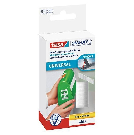Self-adhesive tape 20mm x 10cm | white velcro | Tesa 202346 - 1