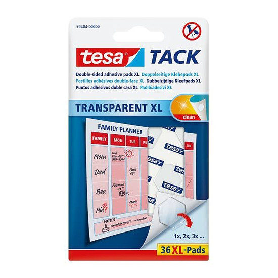 Tesa Tack double-sided transparent XL adhesive strips (36-pack) 59404-00000-00 202336 - 1