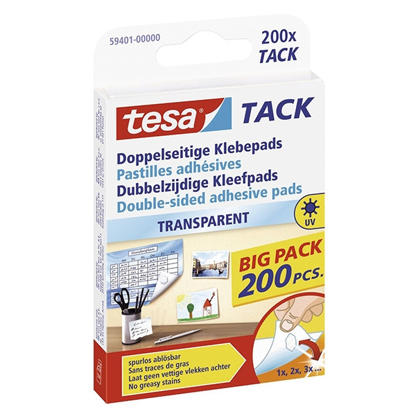 Tesa Tack transparent adhesive pads (200-pack) 59401-00000-01 202335 - 1