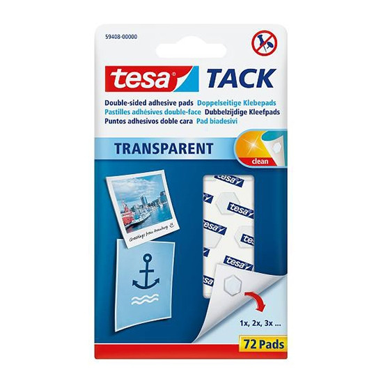 Tesa Tack transparent adhesive pads (72-pack) 59408-00000-00 202334 - 1