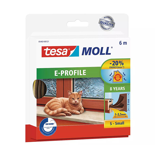 Tesa TesaMoll Classic E-profile Brown draft strip 9mm x 6m 203307 - 1