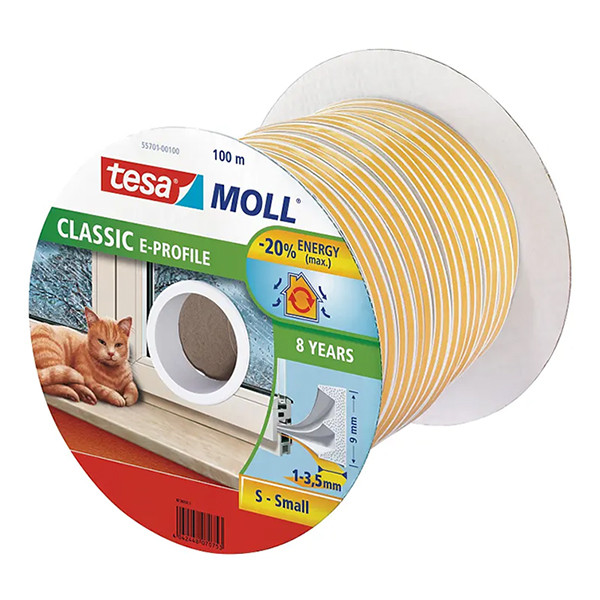 Tesa TesaMoll Classic E-profile White draft strip 9mm x 6m 05463-00120-00 203306 - 2