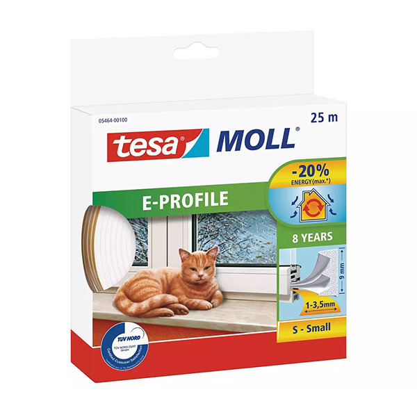 Tesa TesaMoll Classic E-profile draft strip white 9 mm x 25m 05464-00100-00 203308 - 1