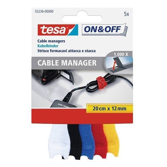 Tesa Velcro coloured cable manager (12mm x 20cm) 55236 202349 - 1