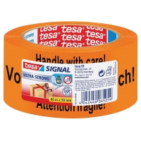 Warning tape 50mm x 66m HANDLE WITH CARE | Tesa orange 202257