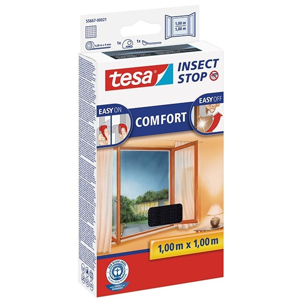 Window screen 100 x 100cm comfort | black | Tesa Insect Stop STE00004 - 1