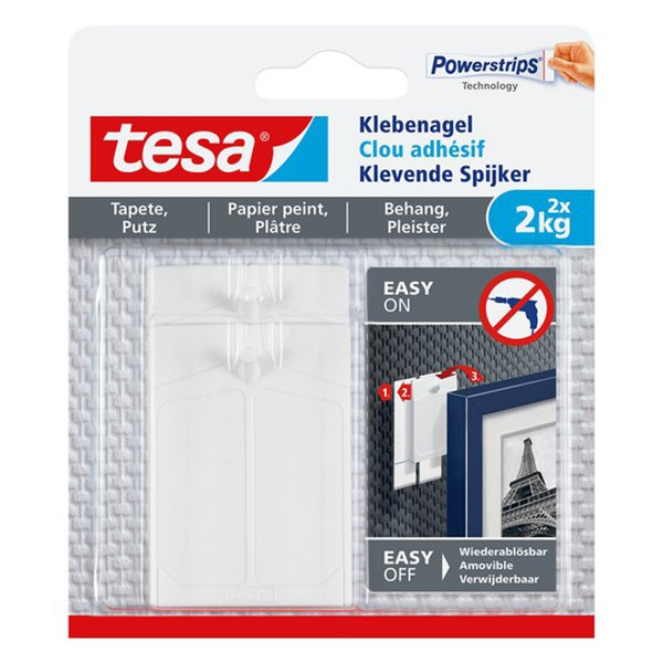 Tesa adhesive nail for sensitive surfaces, 2kg (2-pack) 202302 - 1